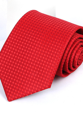 D08正装结婚领带婚礼酒红色韩版新郎8cm懒人窄链职业商务条纹男女