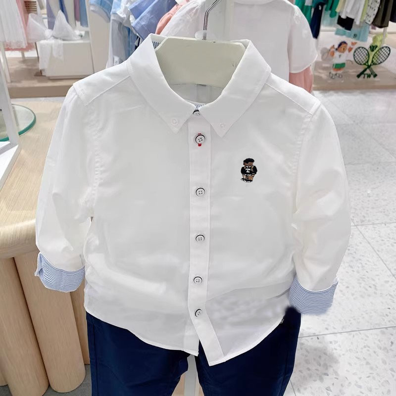 新款春秋款男童中大童长袖白衬衫