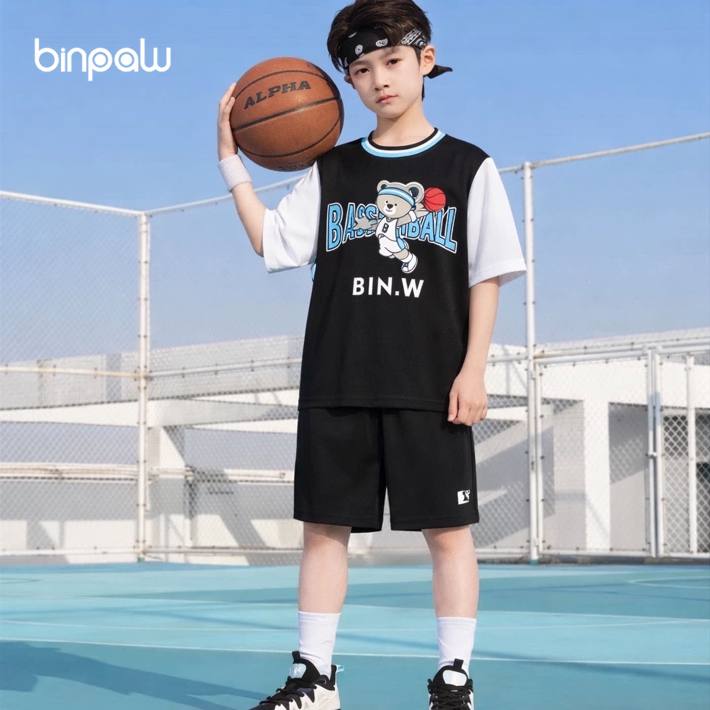 童装男童夏季蓝球服运动套装新款短袖加大码中大童休闲两件套