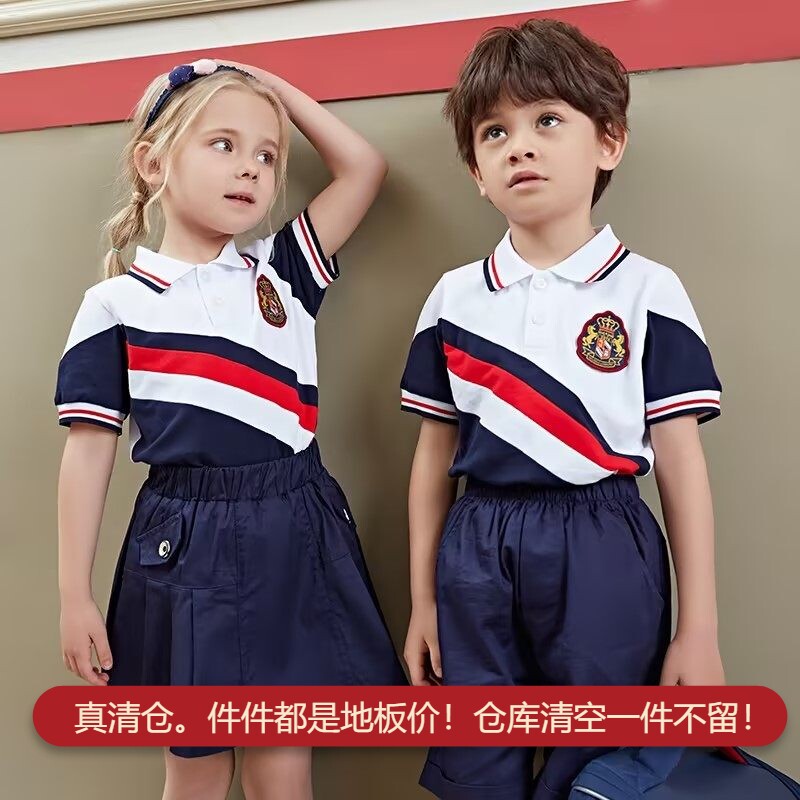binpaw儿童夏季翻领短袖运动套装图片