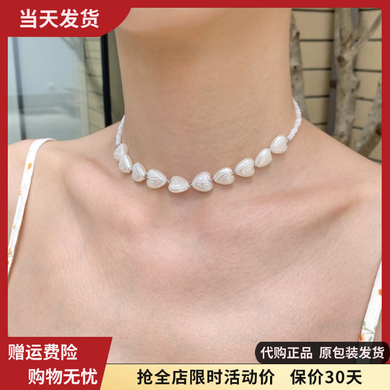 小米珠爱心珍珠项链女新款