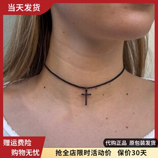 bm项链十字架黑色棉绳颈链choker短款女生国内代购brandymelville