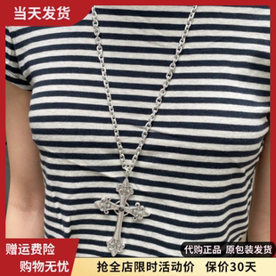 bm项链十字架银色粗链超大号镶钻吊坠女新款毛衣链brandymelville
