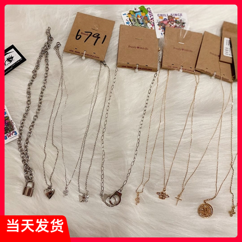 bm项链硬币玫瑰爱心锁头蝴蝶十字架樱桃风代购正品brandymelville