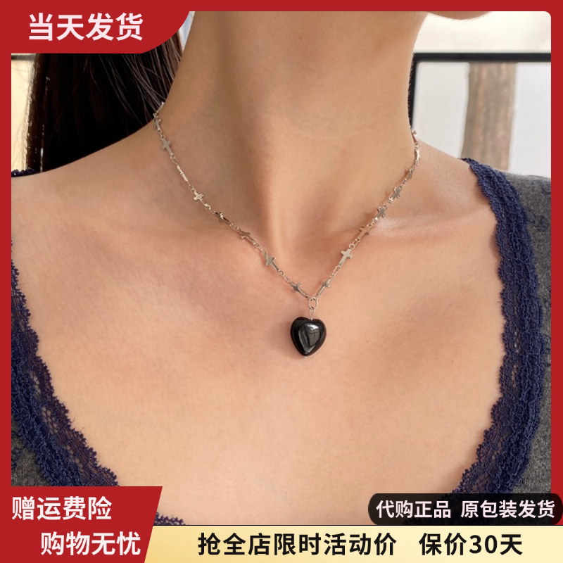 bm十字架链条女款爱心锁骨链