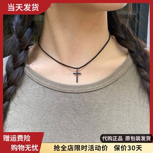 bm项链新款黑色十字架颈链短款choker女生国内代购brandymelville