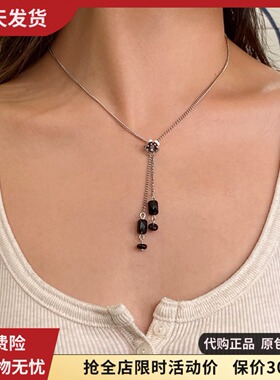 bm项链女新款黑色萤石锁骨链