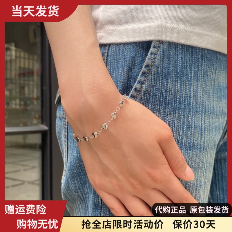 bm手链银色爱心不掉色洗澡可戴女夏款饰品国内代购brandymelville