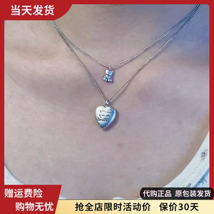 bm小熊项链爱心字母叠戴绝配春夏新款女生锁骨链小众配饰美式复古