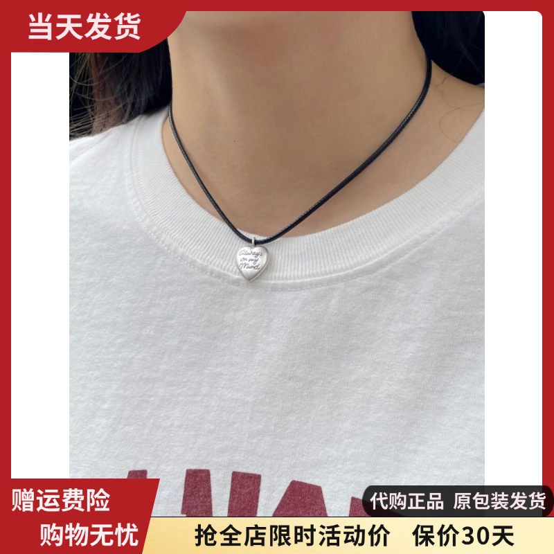 bm项链字母爱心吊坠黑色项圈