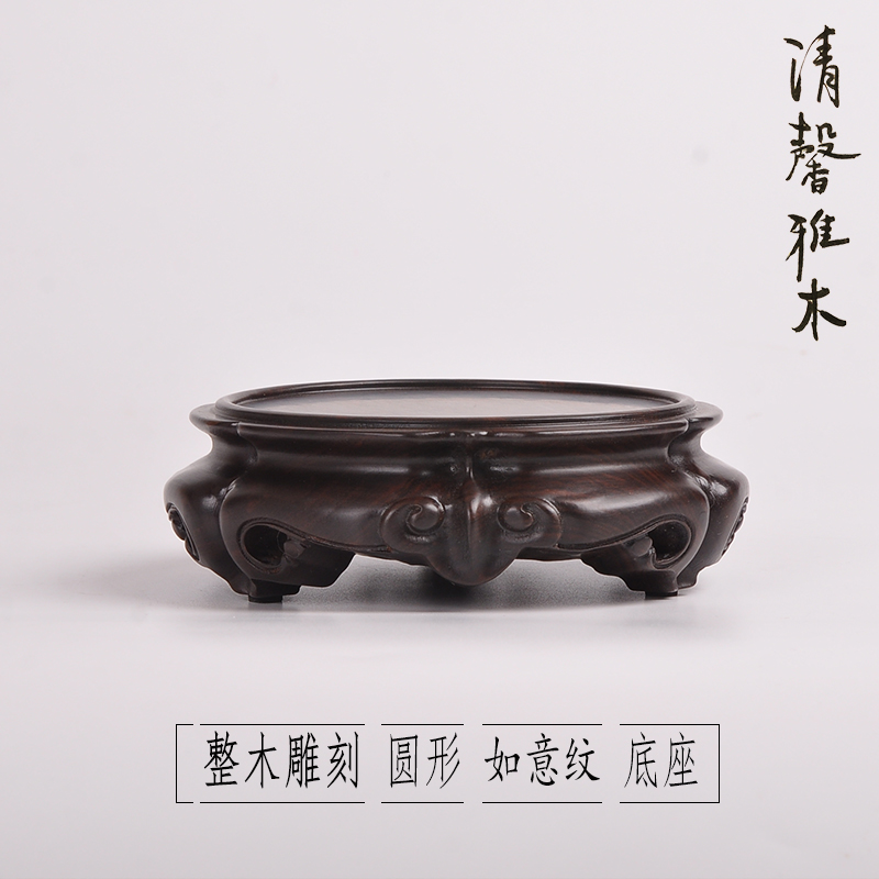 圆形茶壶花盆鱼缸佛像底座木托架