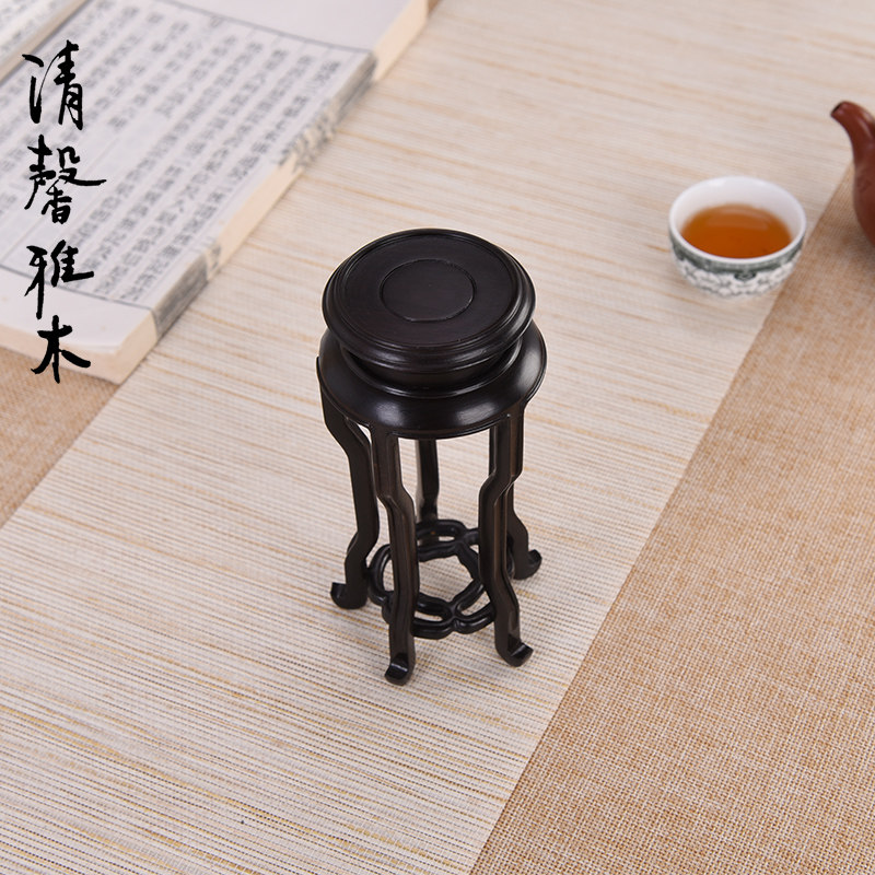 红木紫光檀微型明式中式圆几微盆景玉器花瓶模型文玩核桃摆件底座