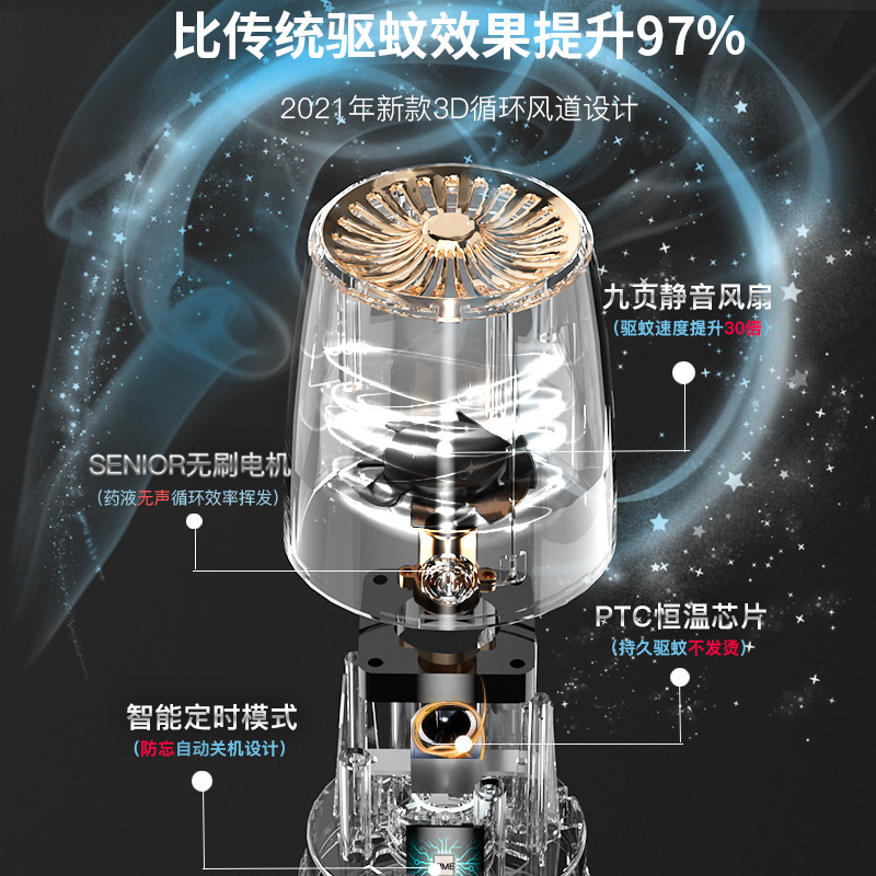 新款智能驱蚊器家用USB可定时灭蚊器ptc芯片孕婴可用驱虫驱螂神器