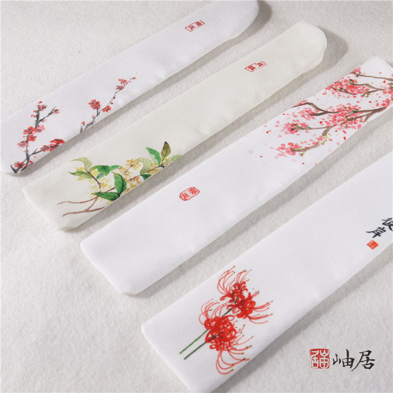 3件包邮十二花神传统中国风宣纸折扇7寸 布扇袋随身携带扇套 扇袋