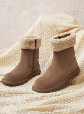 百思图2024冬季新款加绒加厚保暖雪地靴厚底极寒女棉鞋M5311DZ4