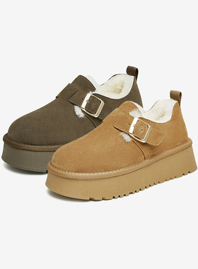 百思图23冬季商场新款加绒加厚雪地靴面包棉鞋厚底女低靴LD626DM3