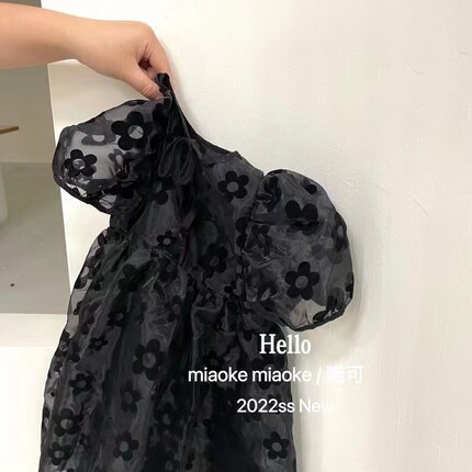 高品质欧根纱丝绒印花高级感满满断码特价女童儿童连衣礼服裙包邮