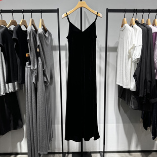 专柜正品艾诺丝雅诗国内代购2025秋修身丝绒吊带连衣裙女40829061