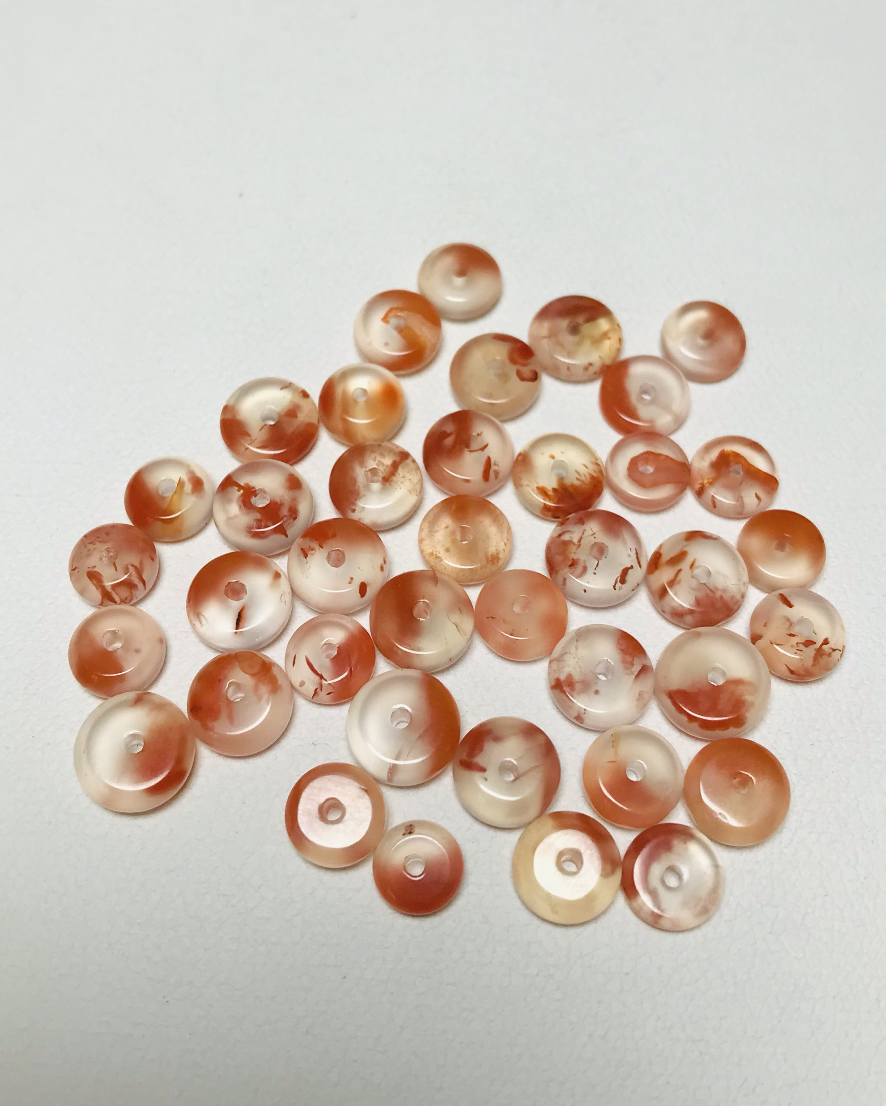 【打包】天然南红玛瑙冰飘花隔片DIY手链饰品配件约6-7mm（39颗）