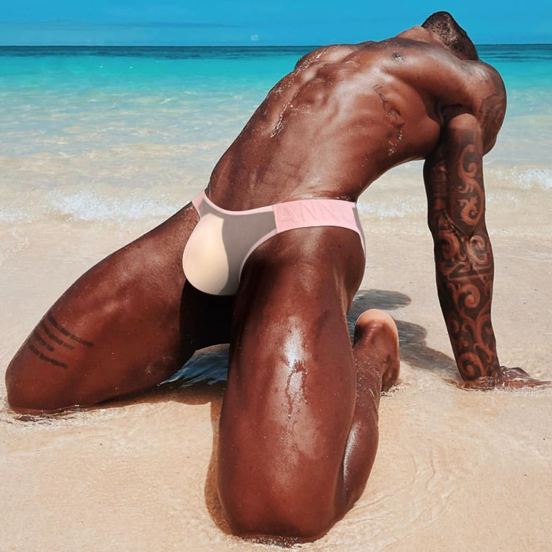 透明超薄款高叉男士内裤网纱三角透气底裤性感低腰男人裤头不磨腿