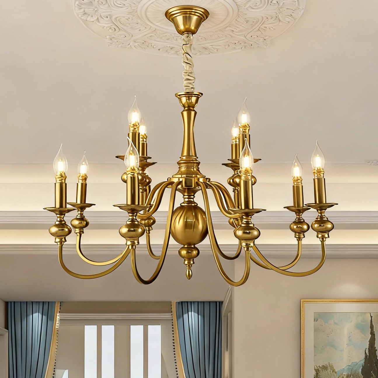 美式吊灯客厅铁艺双层书房欧式铁艺吊灯欧洲新疆内蒙古大厅吊灯