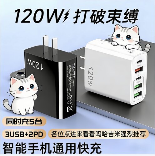 120W插头充满自动断电充电器