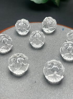 白水晶莲花珠配件文玩diy配饰材料串饰手工项链佛珠链子手链手串