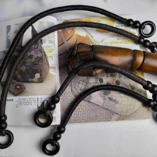和风款36cm木珠缠蜡绳提手71cm手工编制58cm3色diy拼布包手