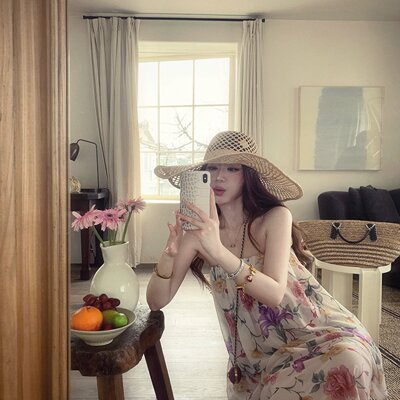 SYA奚小西莫奈花园复古碎花抹胸套装女夏温柔鱼尾半裙两件套