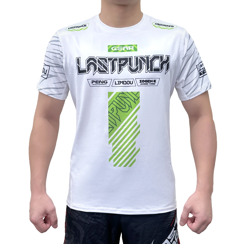 Last punch / 夏季休闲运动T恤圆领速干搏击格斗训练短袖条纹上衣