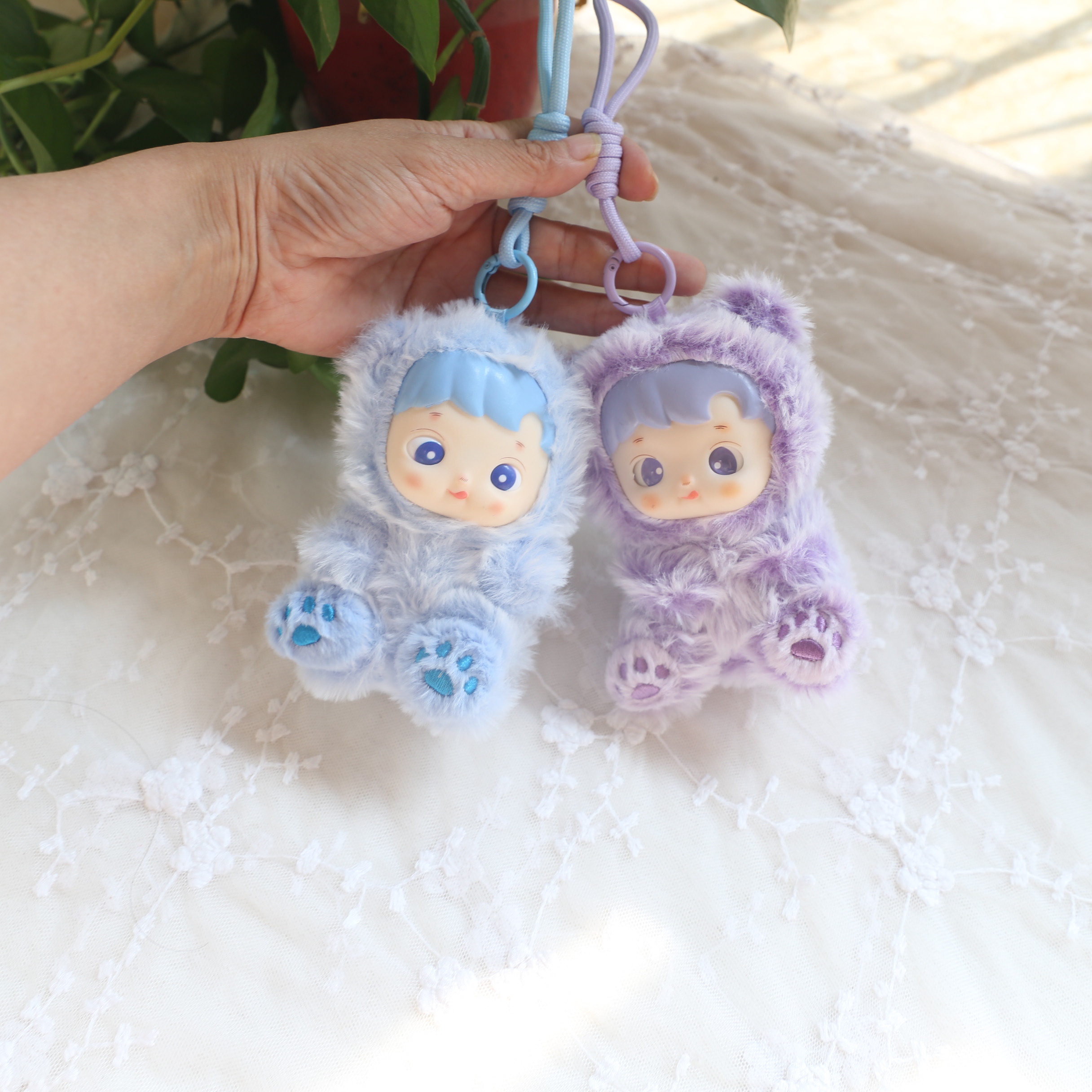 可爱硅胶脸毛绒娃娃钥匙扣挂件