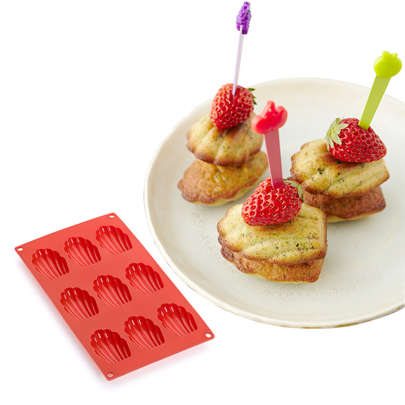 乐葵红色玛德琳9连烘焙模具硅胶20连蛋糕模具烘焙工具健康易脱模