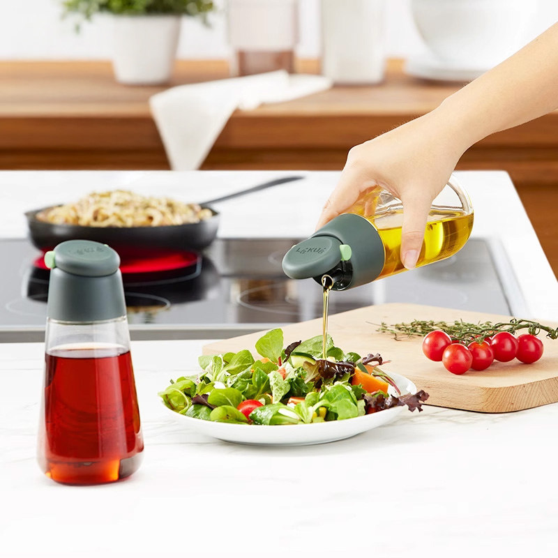 乐葵食品级防漏油壶硼硅玻璃按压式厨房家用油壶储油罐耐用调料瓶