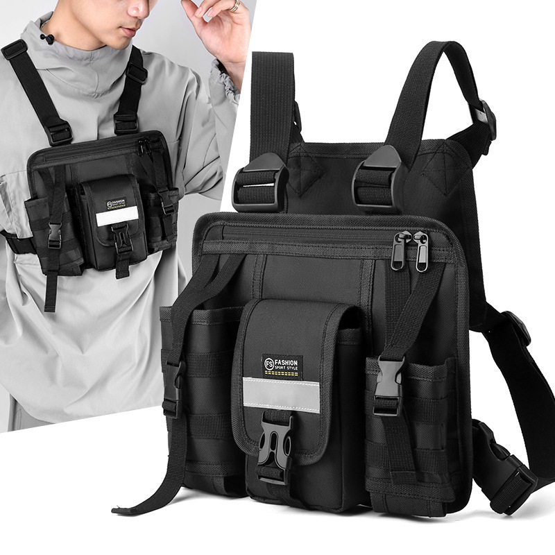 户外骑行干活旅游可放保温杯水壶瓶子小背包装手机充电宝男前胸包