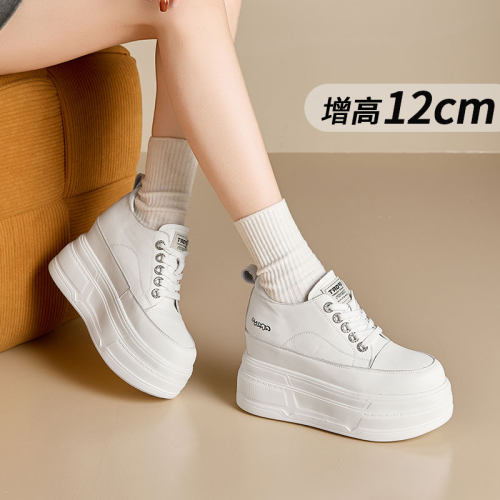 厚底内增高12CM春季休闲小白鞋