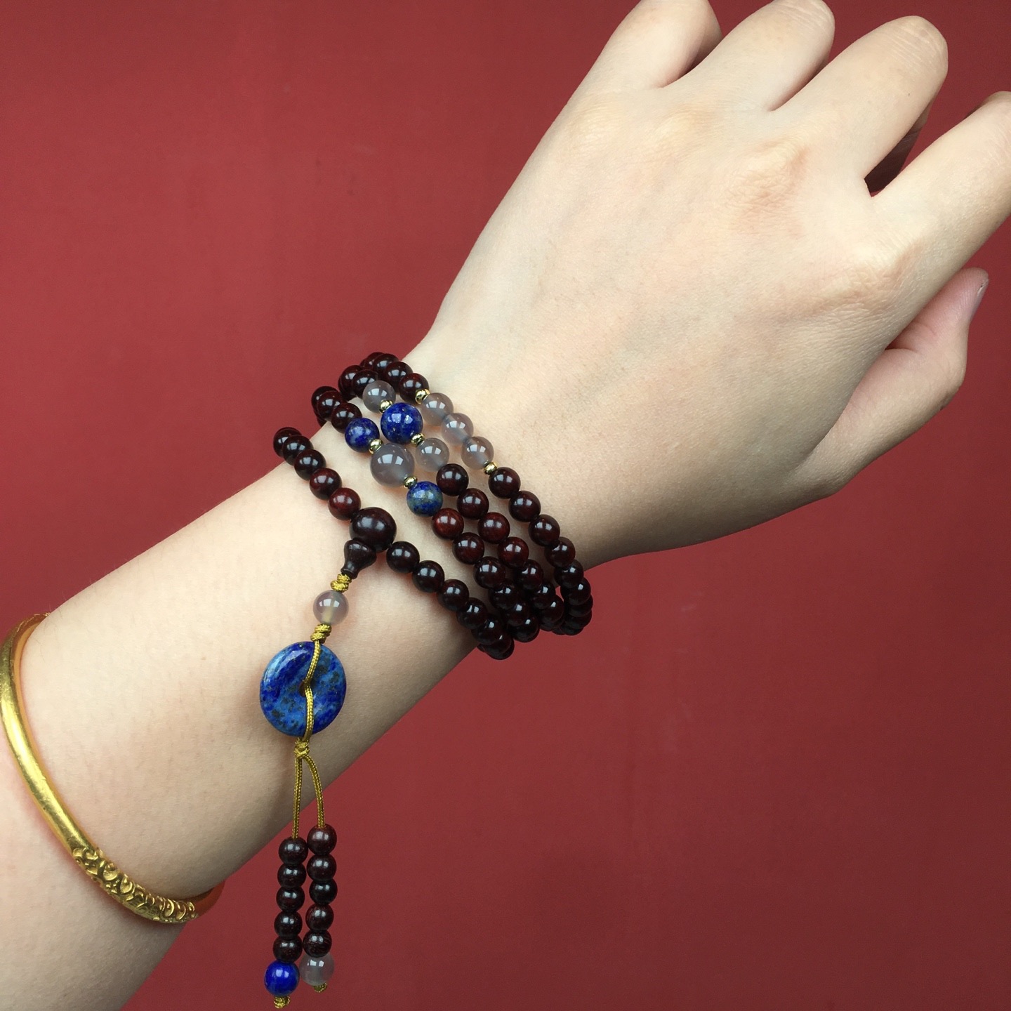 印度小叶紫檀木手串百搭叠戴招财转运补木手链女款檀香文玩佛珠念