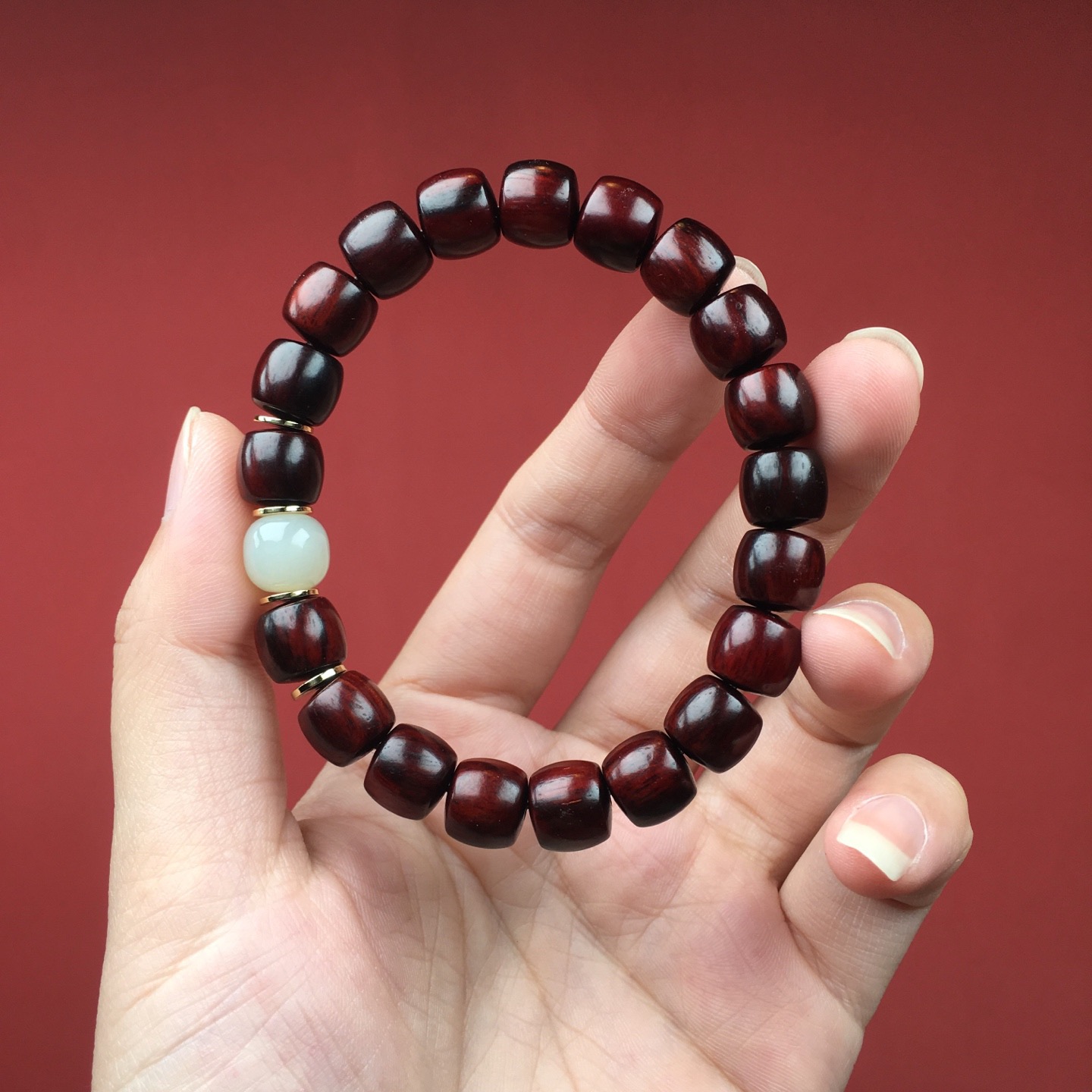 印度小叶紫檀手串单圈老型珠貔貅招财转运补木手链女檀木文玩佛珠