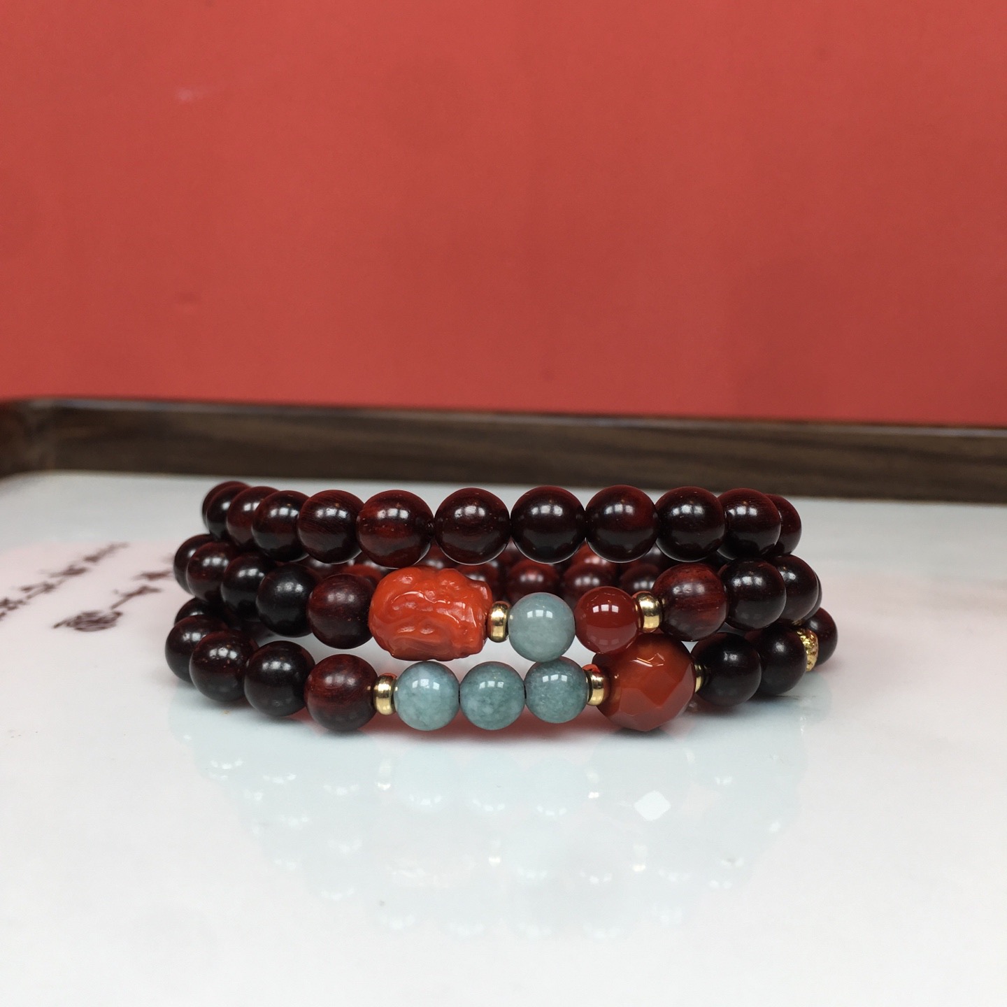 印度小叶紫檀项链三圈百搭叠戴招财转运补木手链女款檀木文玩佛珠