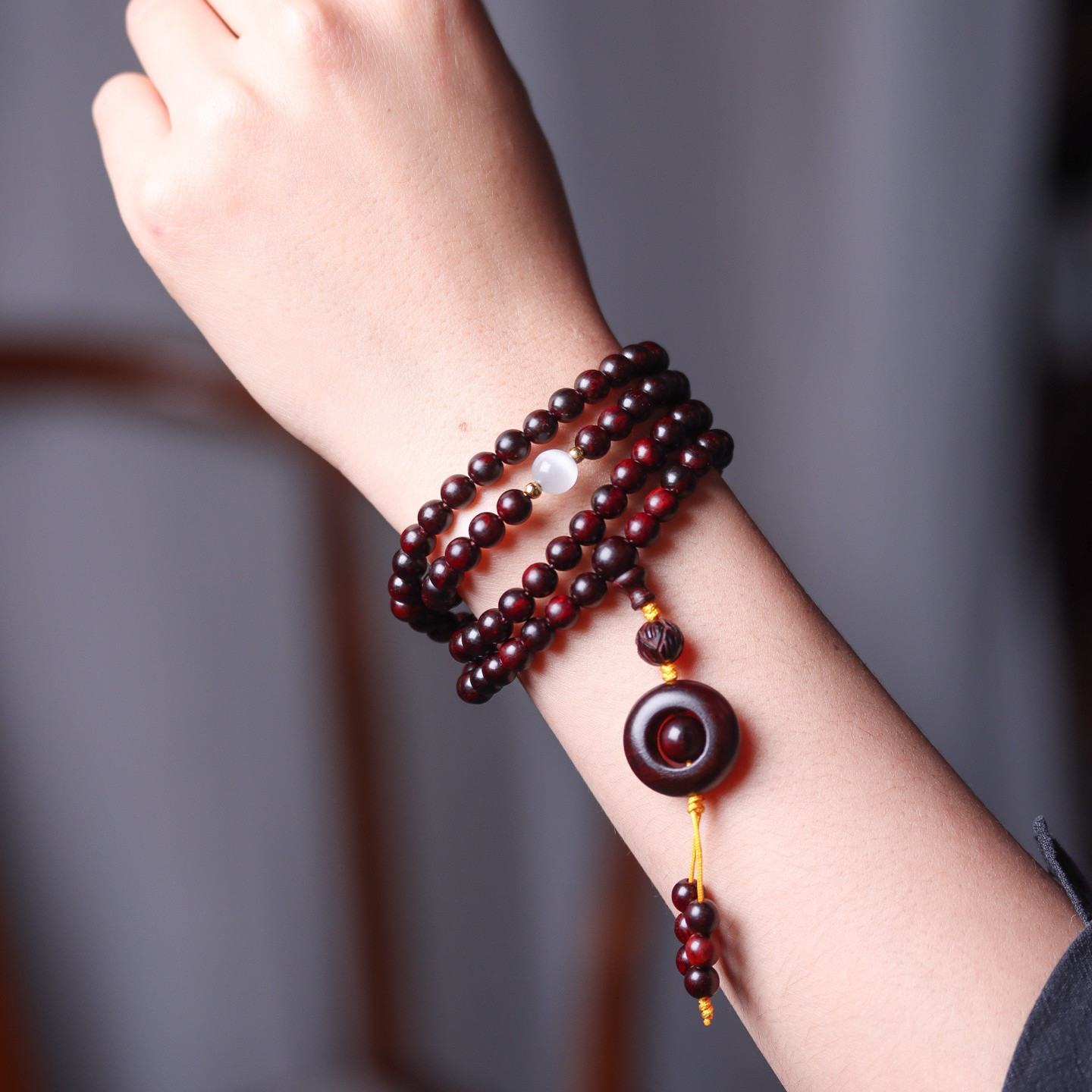 高端金星小叶紫檀手串6mm天然檀香木质佛珠手链多圈沉香盘玩念珠