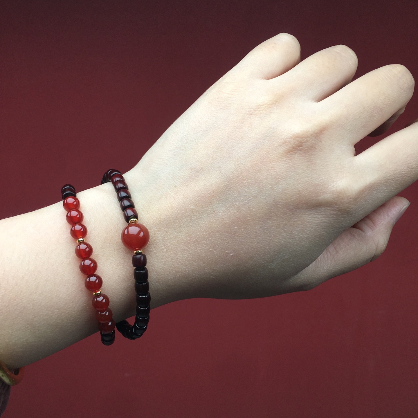 正宗印度小叶紫檀手串双圈百搭叠戴招财转运补木手链女檀木文玩佛