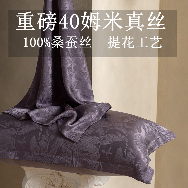 复古提花40姆米真丝枕套100%桑蚕丝枕头套美容丝绸冰丝单人枕芯套