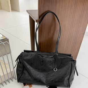 高级感羊皮纹通勤托特手提单肩包时髦百搭潮大容量女包上课妈咪包