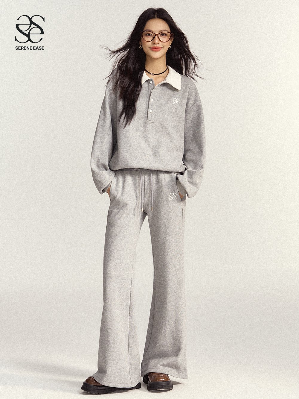 SERENEEASE 여성용 운동복 캐주얼 운동복 2023 가을 신작 투피스 세트