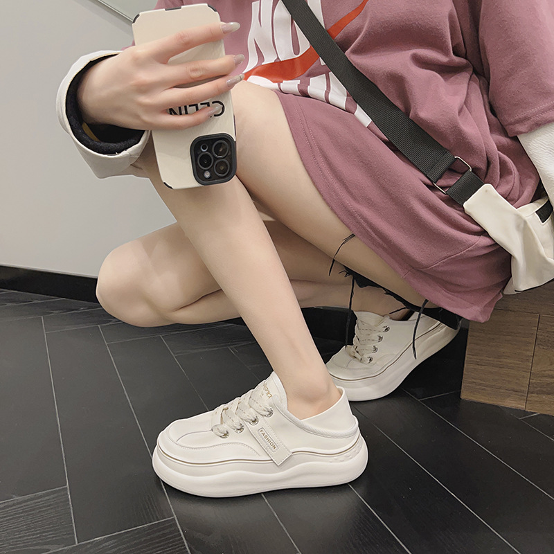 2024新款真皮小白鞋软底软面鞋子女百搭休闲鞋平底女鞋大码厚底