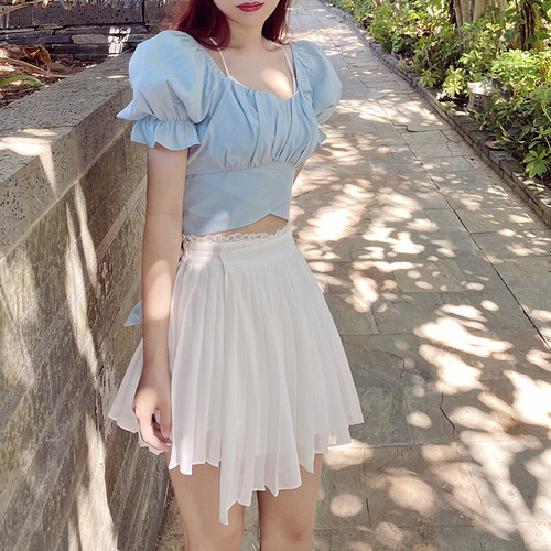 仙女甜美风蕾丝垂感飘逸半身裙裤