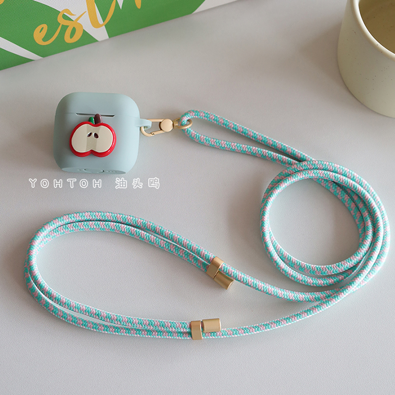 小众高级挂绳可爱保护套套适用于airpods4苹果无线蓝牙耳机壳airpods1/2/3斜挎挂脖airpodspro2硅胶连体防摔