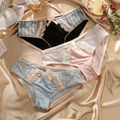 女夏薄款 丝滑牛奶丝性感蕾丝内裤 女士冰丝无痕低腰纯棉档三角裤