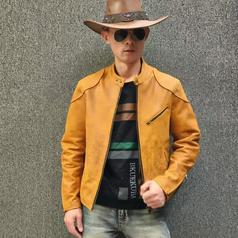 二代毒液皮夹克男款真皮外套机车皮衣欧美帅气经典立领修身潮流酷