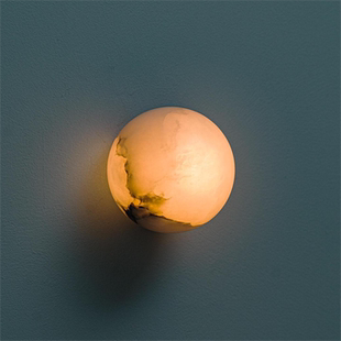 西班牙云石壁灯圆球灯复古中式侘寂风中古设计师款极简卧室床头灯