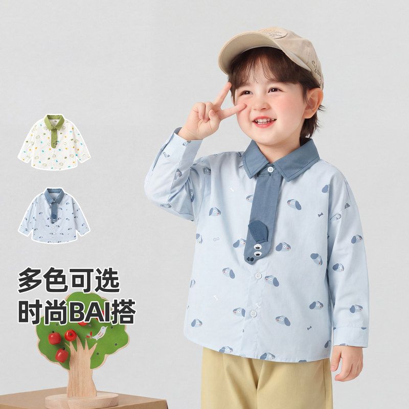 男童纯棉衬衫儿童秋装上衣
